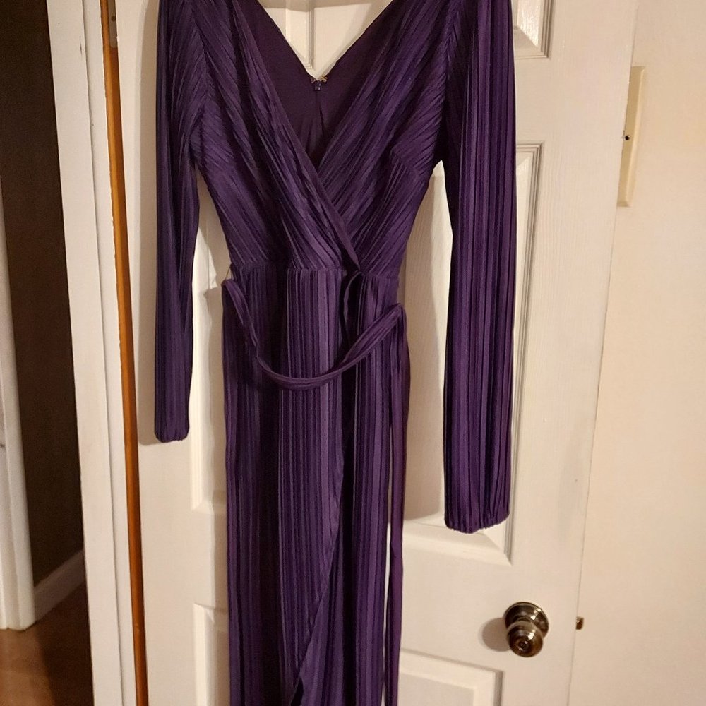 Purple long-sleeve dress